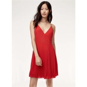Aritzia Wilfred red beaune pleated mini dress